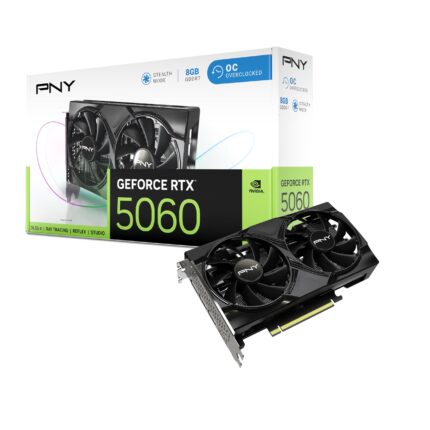 PNY GEFORCE RTX™ 5060 8GB Overclocked Dual Fan DLSS 4 Graphics Card: