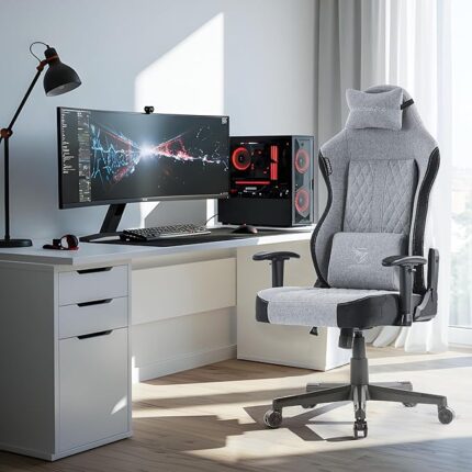 Gaming Chair Oversized Computer Chair Ergonomic Chair High Back, Lan-V2 Height Adjustable Recliner Chair Breathing Fabric Gaming Office Chair with Head Pillow and Waist Pillow