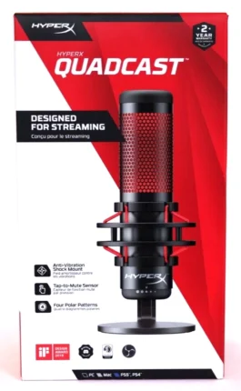 NEW HyperX QuadCast Microphone HX-MICQC-BK. PS4/PS5, MAC, PC. Gaming