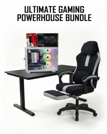Complete Gaming Setup RTX 5060 PC + Keyboard, Mouse, Headset, Mouse Pad, HyperX Mic, Chair & Desk